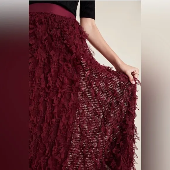 Anthropologie Seen Worn Kept Rhapsody Textured Maxi Tulle Cocktail Holiday Sz 2
