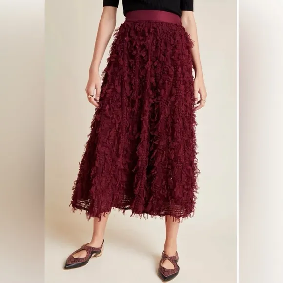 Anthropologie Seen Worn Kept Rhapsody Textured Maxi Tulle Cocktail Holiday Sz 2