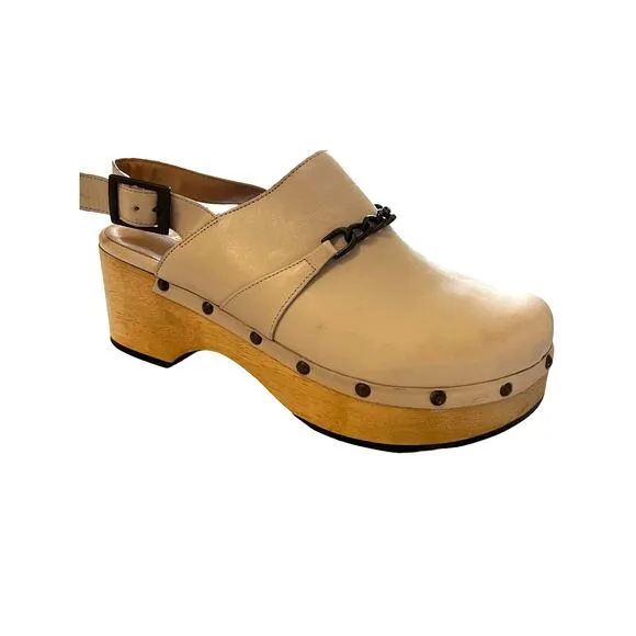 Anthropologie | Size 39 Silent D Georgia Clogs Cream
