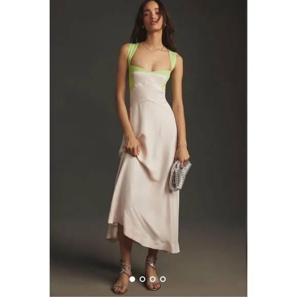 Anthropologie Sleeveless Seamed Slip MidiDress
