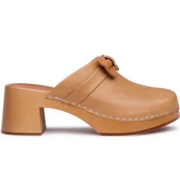 Anthropologie  Swedish Hasbeens NWT Camel Bow Slip in Husband Clog 🌸 🌈❤️