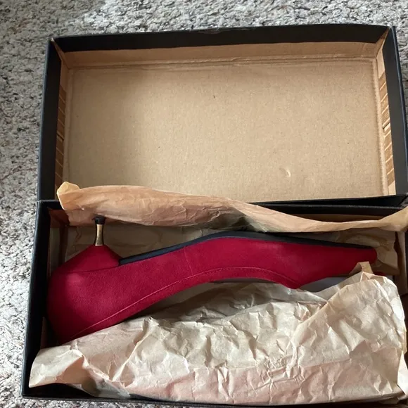 Anthropologie wine colored kitten heels. Pied Juste. Super chic
