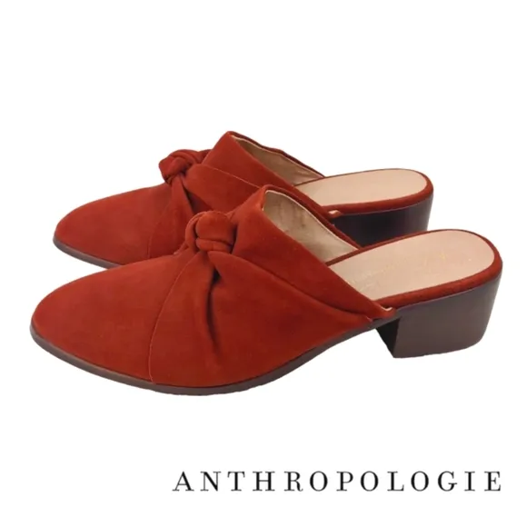 Anthropologie Women's Tess Knotted Suede Mules Size 9.5M