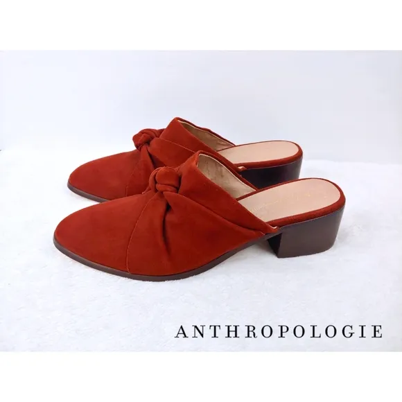 Anthropologie Women's Tess Knotted Suede Mules Size 9.5M