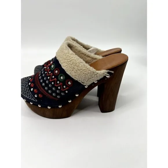 ANTHROPOLOGIE Miss Albright TERRESTRIAL Clogs Mules Suede Heel (US 8.5) 39