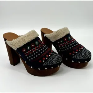 ANTHROPOLOGIE Miss Albright TERRESTRIAL Clogs Mules Suede Heel (US 8.5) 39