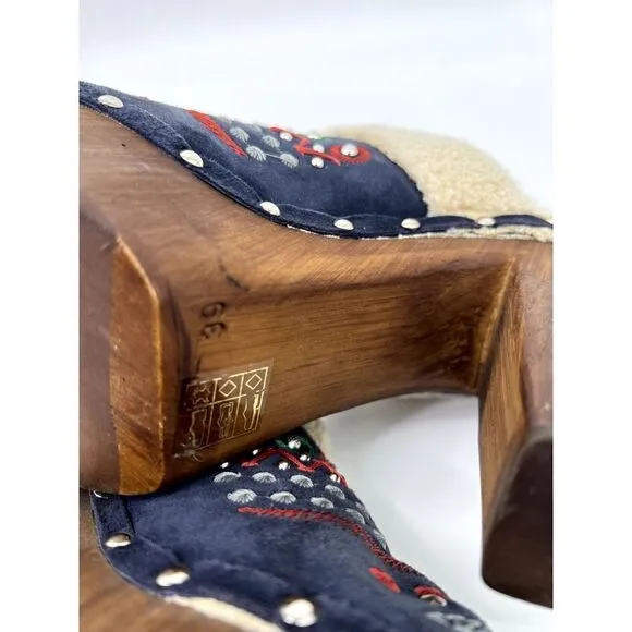ANTHROPOLOGIE Miss Albright TERRESTRIAL Clogs Mules Suede Heel (US 8.5) 39