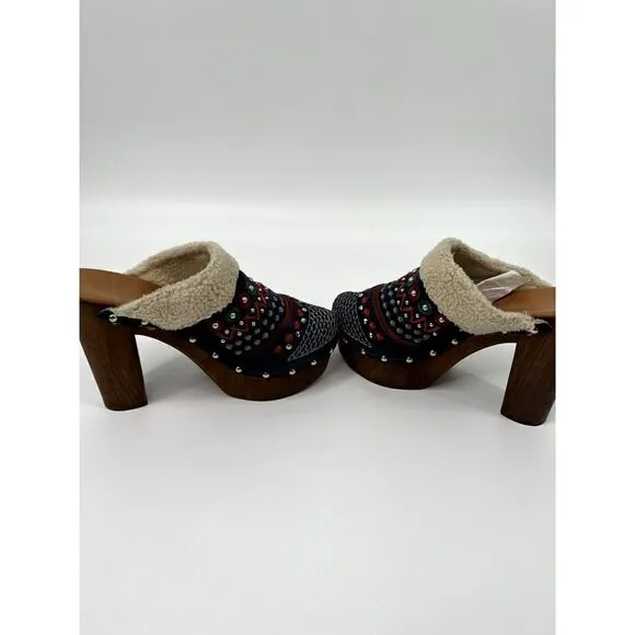 ANTHROPOLOGIE Miss Albright TERRESTRIAL Clogs Mules Suede Heel (US 8.5) 39