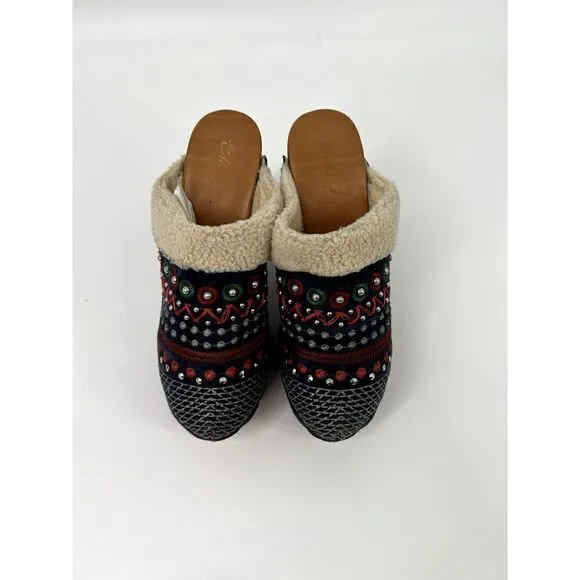 ANTHROPOLOGIE Miss Albright TERRESTRIAL Clogs Mules Suede Heel (US 8.5) 39