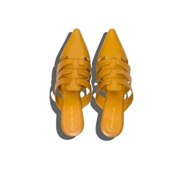 Anthropologie x Bruno Premi Pointed-Toe Heeled Mules Honey $148 Sz 39