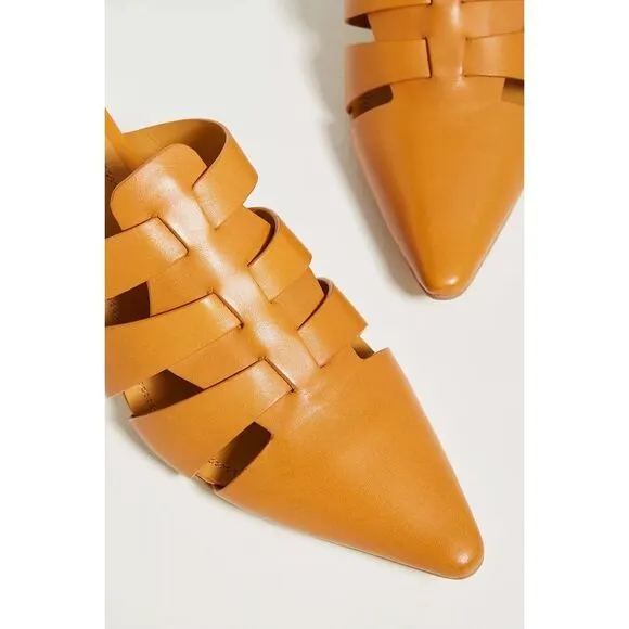 Anthropologie x Bruno Premi Pointed-Toe Heeled Mules Honey $148 Sz 39