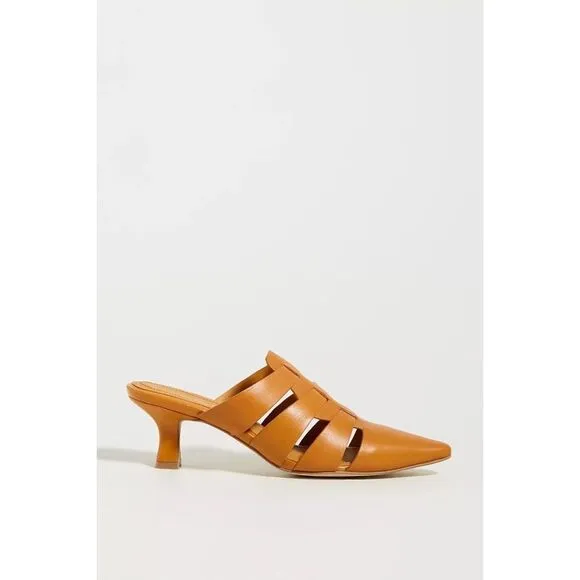 Anthropologie x Bruno Premi Pointed-Toe Heeled Mules Honey $148 Sz 39