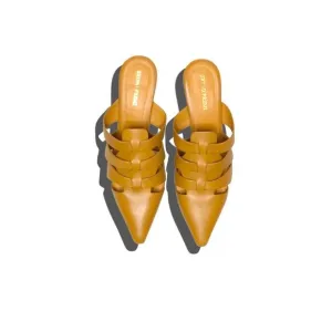 Anthropologie x Bruno Premi Pointed-Toe Heeled Mules Honey $148 Sz 39