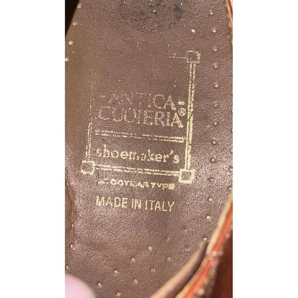 Antica Cuoieria‎ Brown Leather Oxfords Cap Toe Lace Up Shoes Mens 10.5 Italy