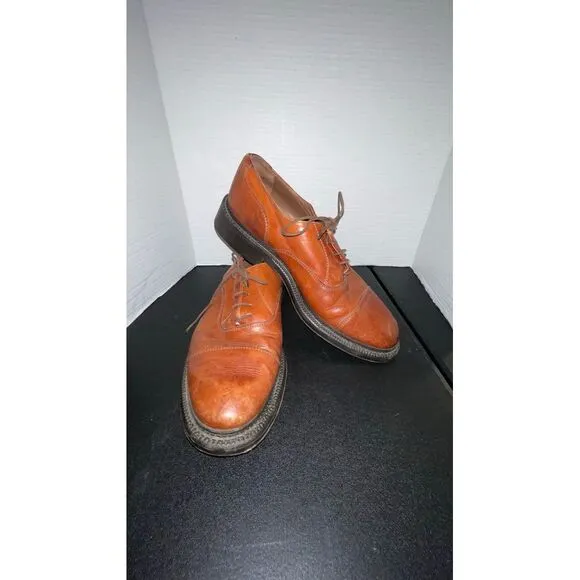 Antica Cuoieria‎ Brown Leather Oxfords Cap Toe Lace Up Shoes Mens 10.5 Italy