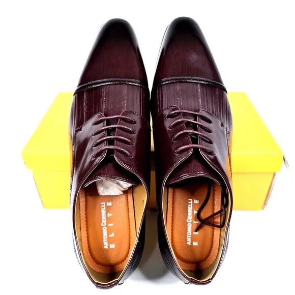 Antonio Cerrelli Burgundy Cap Toe Oxfords Dress Shoes Men's Size 13 New w/ Box