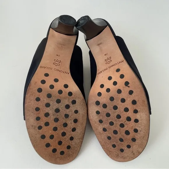 ANTONIO MELANI Black and Pink Mules with Butterfly Detail