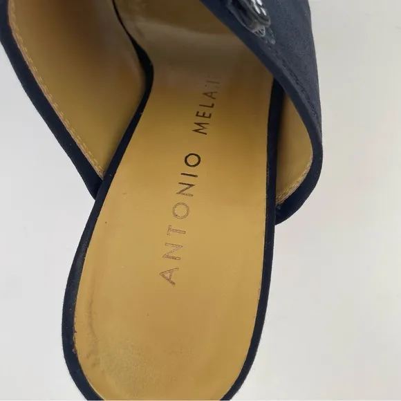 ANTONIO MELANI Black and Pink Mules with Butterfly Detail