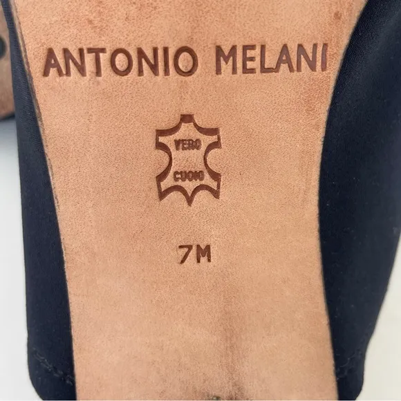 ANTONIO MELANI Black and Pink Mules with Butterfly Detail