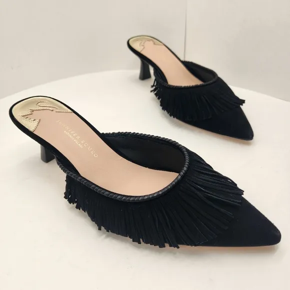 Antonio Melani Jennifer Sumko mules 9M black suede Mimi heels pointy new $130