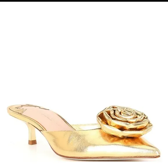 Antonio Melani x Jennifer Sumko Jensy Metallic Coated Flower Dress Mules