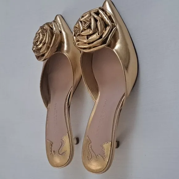 Antonio Melani x Jennifer Sumko Jensy Metallic Coated Flower Dress Mules