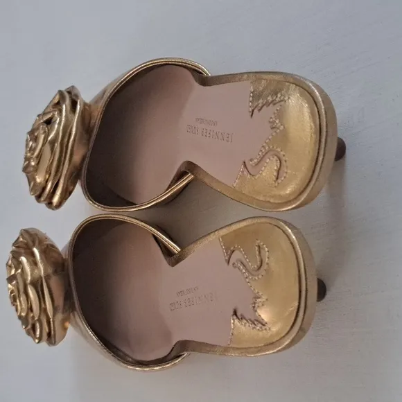 Antonio Melani x Jennifer Sumko Jensy Metallic Coated Flower Dress Mules
