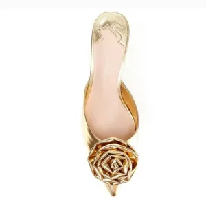 Antonio Melani x Jennifer Sumko Jensy Metallic Coated Flower Dress Mules
