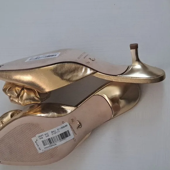 Antonio Melani x Jennifer Sumko Jensy Metallic Coated Flower Dress Mules