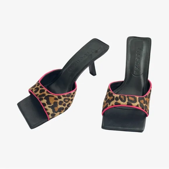 Antropologie x Vicenza Square-Toe Mules Heels LeopardBrown Motif Size 6 NIB