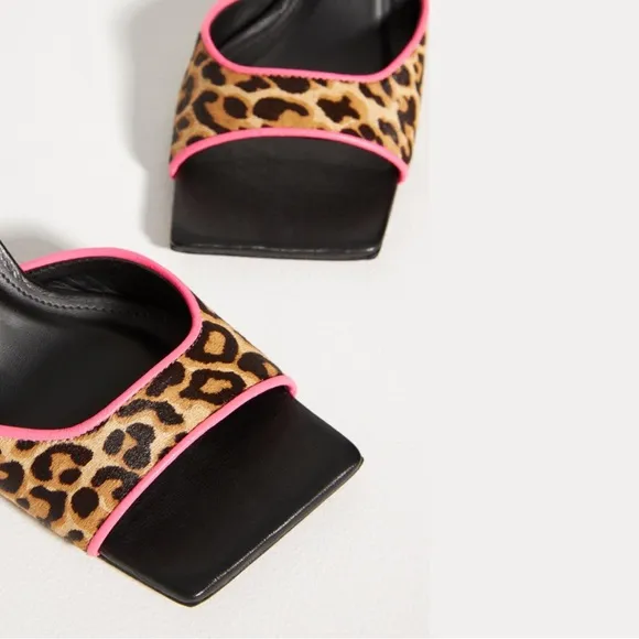 Antropologie x Vicenza Square-Toe Mules Heels LeopardBrown Motif Size 6 NIB