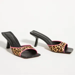 Antropologie x Vicenza Square-Toe Mules Heels LeopardBrown Motif Size 6 NIB