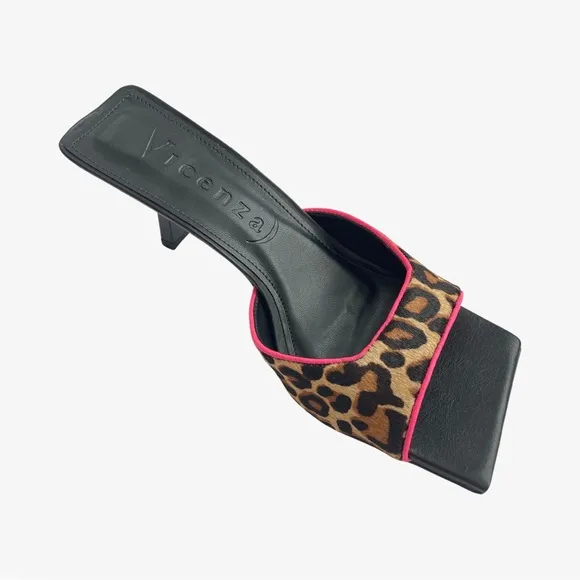 Antropologie x Vicenza Square-Toe Mules Heels LeopardBrown Motif Size 6 NIB