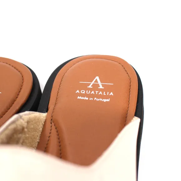 Aquatalia Gemmy Leather Clogs NEW Off White Cream Smooth Slip On Mules Size 8