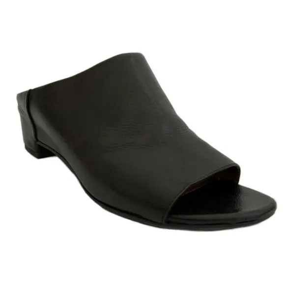 Aquatalia Mules Women Size 7 Black Leather Open-toe Block Heel