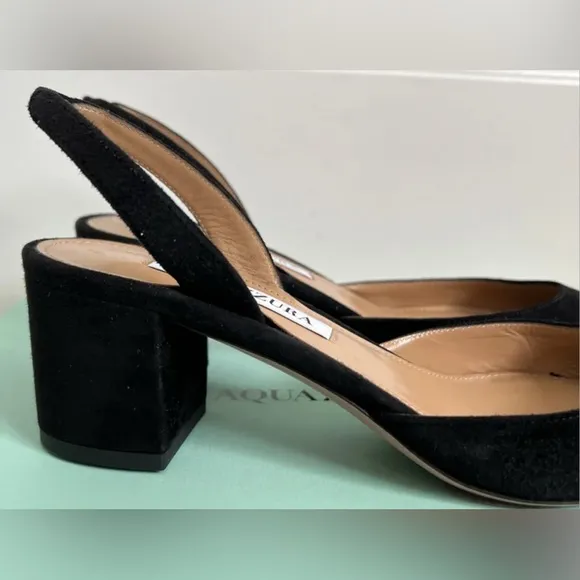 Aquazurra slingback block heels, never worn