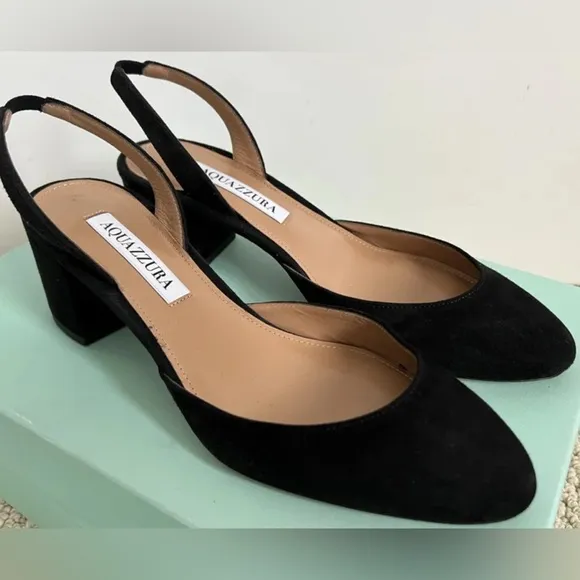 Aquazurra slingback block heels, never worn