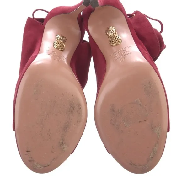 Aquazzura Pasadena Red Open Toe Sling Back  Size 7 (37)