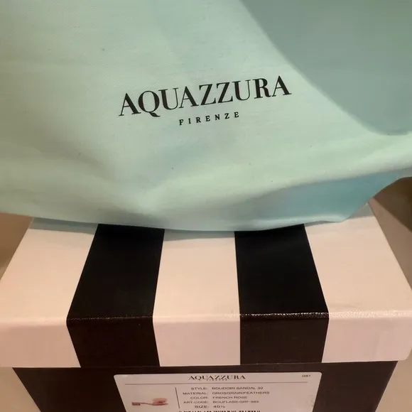 Aquazzura Pink and Tan Pom-Pom Mules