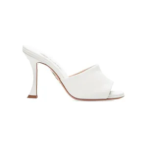 AQUAZZURA Violette White Soft Leather Heeled Mules 36.5/US 6.5 $650 no box 95mm
