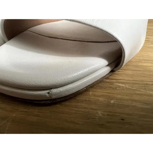 AQUAZZURA Violette White Soft Leather Heeled Mules 36.5/US 6.5 $650 no box 95mm