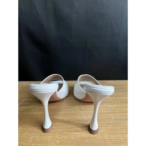 AQUAZZURA Violette White Soft Leather Heeled Mules 36.5/US 6.5 $650 no box 95mm