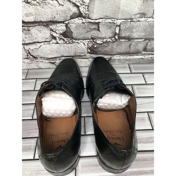 AQUILA Italian made Black Leather Cap Toe Dress Lace Up Shoes Men Sz 41EU/8M US