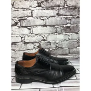 AQUILA Italian made Black Leather Cap Toe Dress Lace Up Shoes Men Sz 41EU/8M US