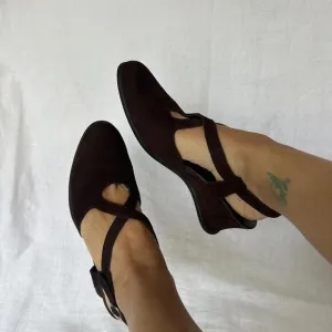 Arche Maryjane Leather Nubuck Suede Cross Strap Sandals Wedge Heel Sz 41 US 9.5