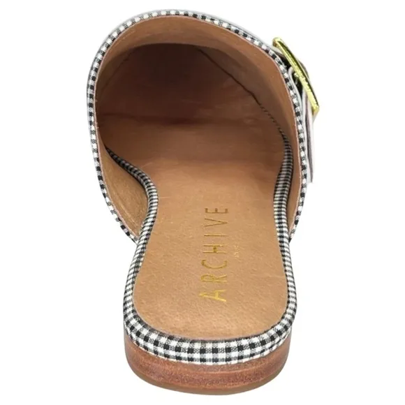 Archive Bond Gingham Checkered Fabric Womens Flat Mules Size 8M