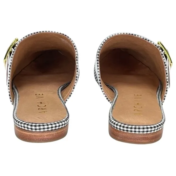 Archive Bond Gingham Checkered Fabric Womens Flat Mules Size 8M