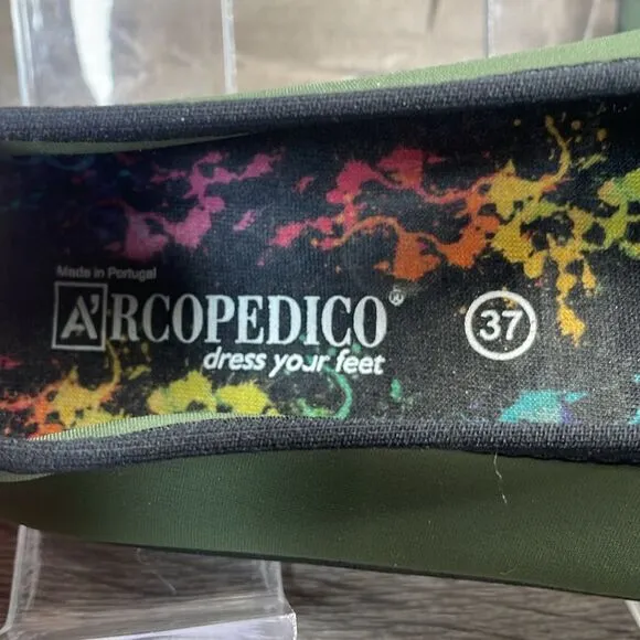 A’Rcopedico Lolita Women's Sz 6.5/EU 37 Green Stretchy Slip On Ballet Flats