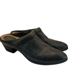 ARIAT Dalton Slip On Mule Leather Western Clogs Black Heel Stitching Design Sz 9