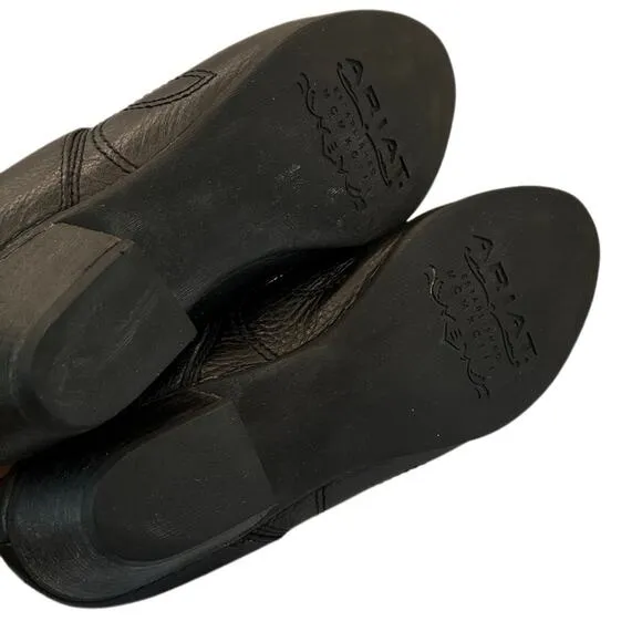 ARIAT Dalton Slip On Mule Leather Western Clogs Black Heel Stitching Design Sz 9